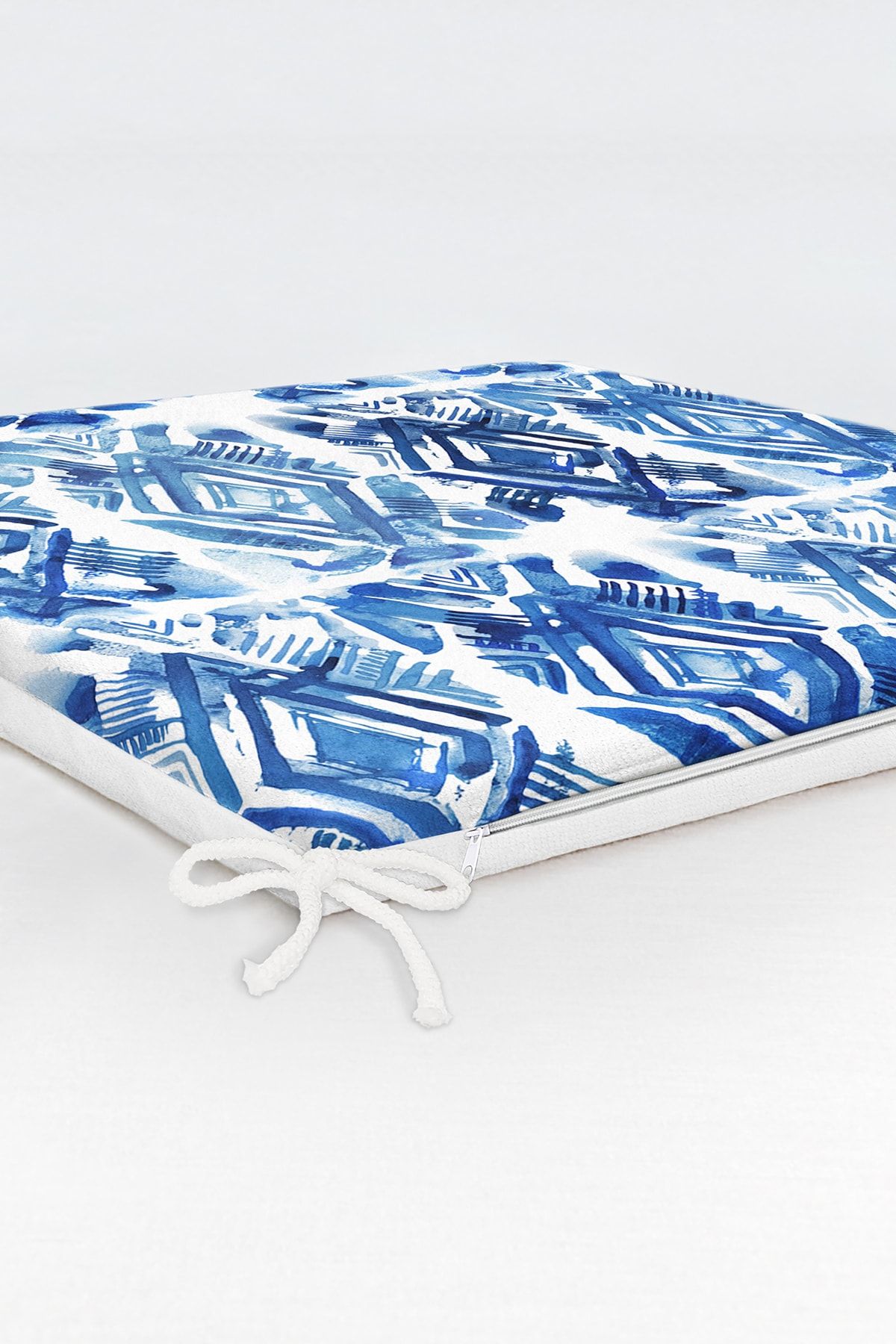 Realhomes-Geometric Diamond Patterned Digital Printed Modern Zippered Chair Cushion 6