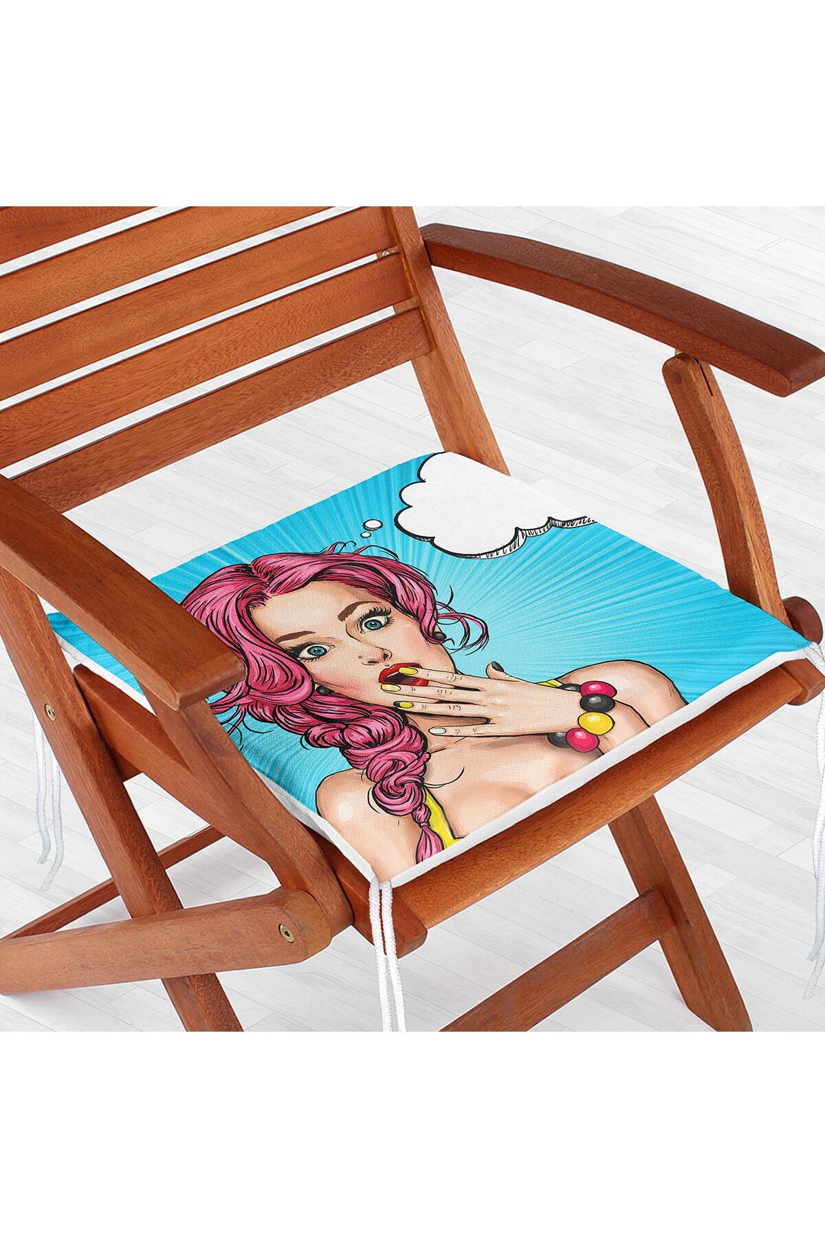 Realhomes-Pernă pentru scaun cu fermoar, cu model pop art 2