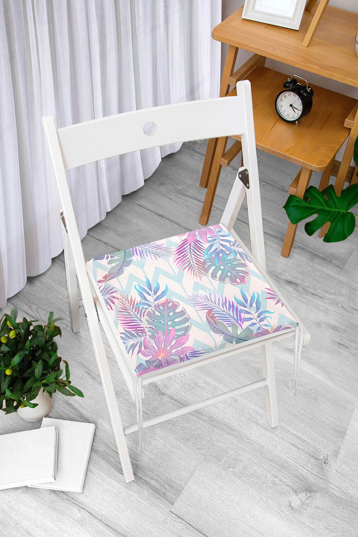 Realhomes Pernă De Scaun Modernă Cu Fermoar Și Frunze Geometrice De Palmier Cu Podea Pulbere - One Size