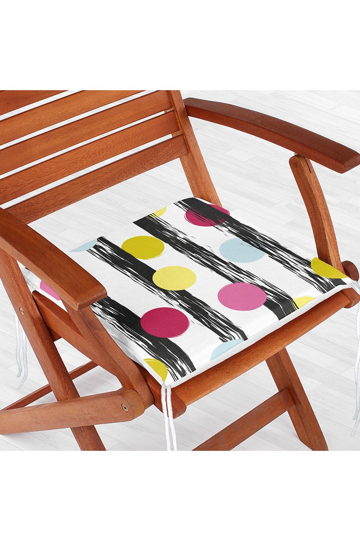 Realhomes-Vertical Themed Rainbow Polka Dot Patterned Digital Printed Zippered Chair Cushion 2