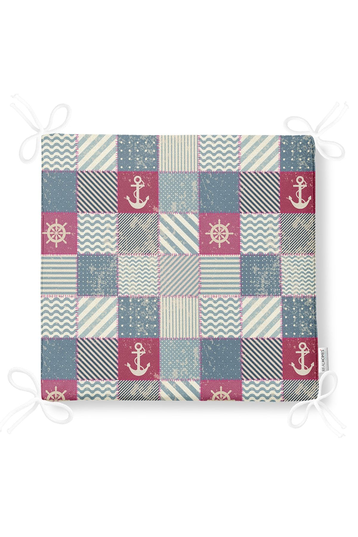 Realhomes-Patchwork Patterned Special Design Digital Printed Modern Zippered Chair Cushion 5