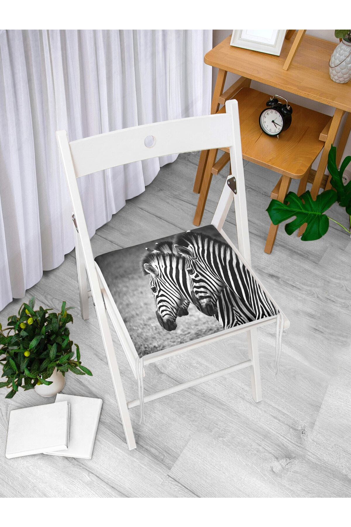 Realhomes-Modern Zebra Pattern Digital Printed Zippered Chair Cushion 3
