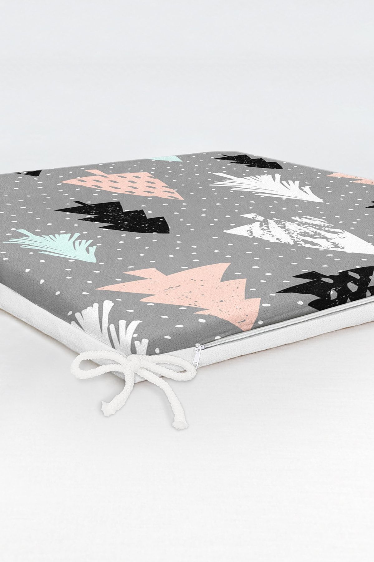 Realhomes-Gray Floored Tree Themed Digital Printed Zippered Chair Cushion 6