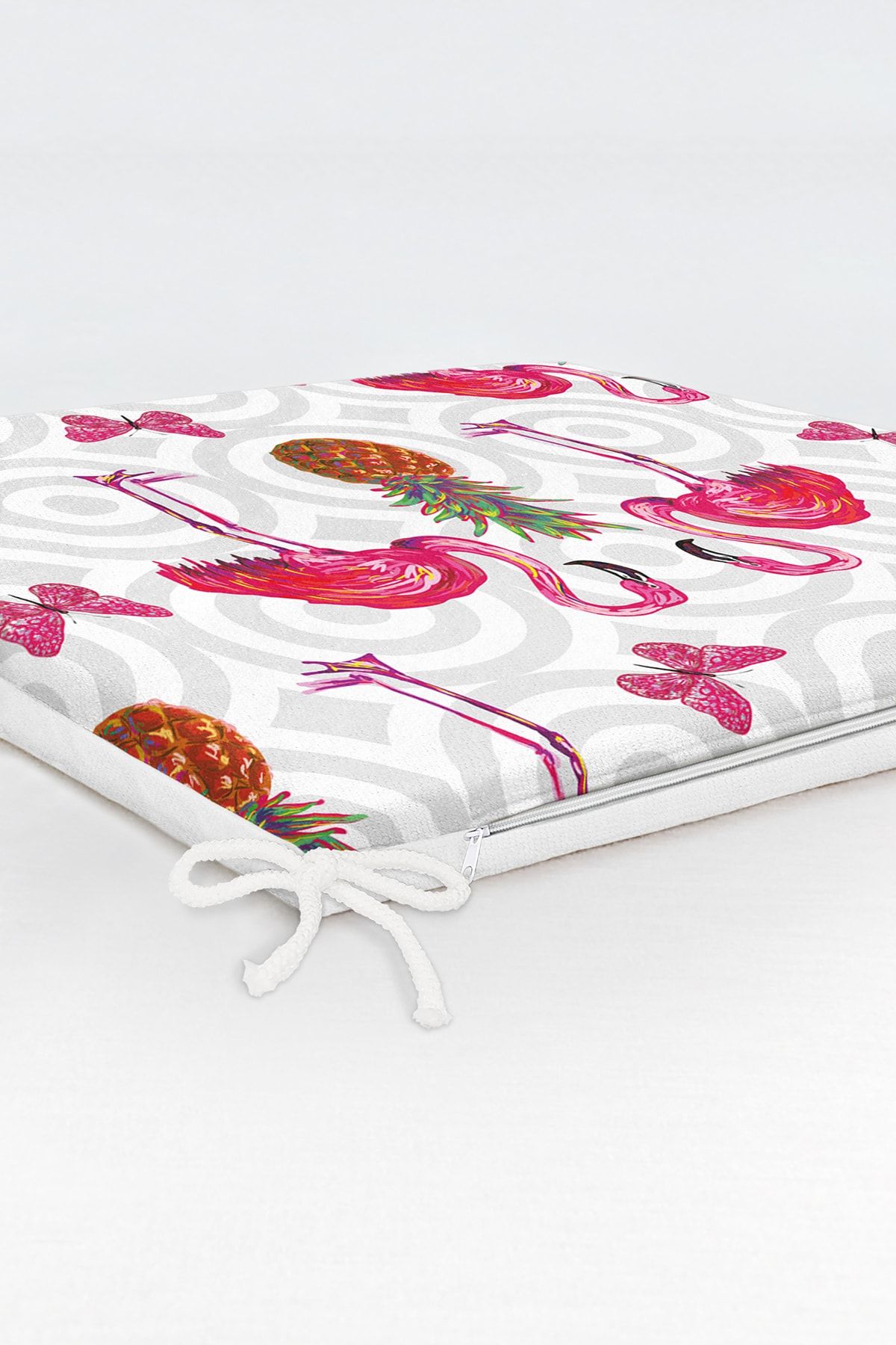 Realhomes-Flamingo Patterned Digital Printed Zippered Chair Cushion 6