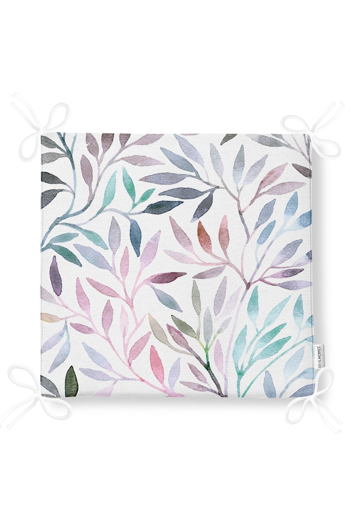 Realhomes-Watercolor Leaf Patterned Digital Printed Zippered Chair Cushion 5