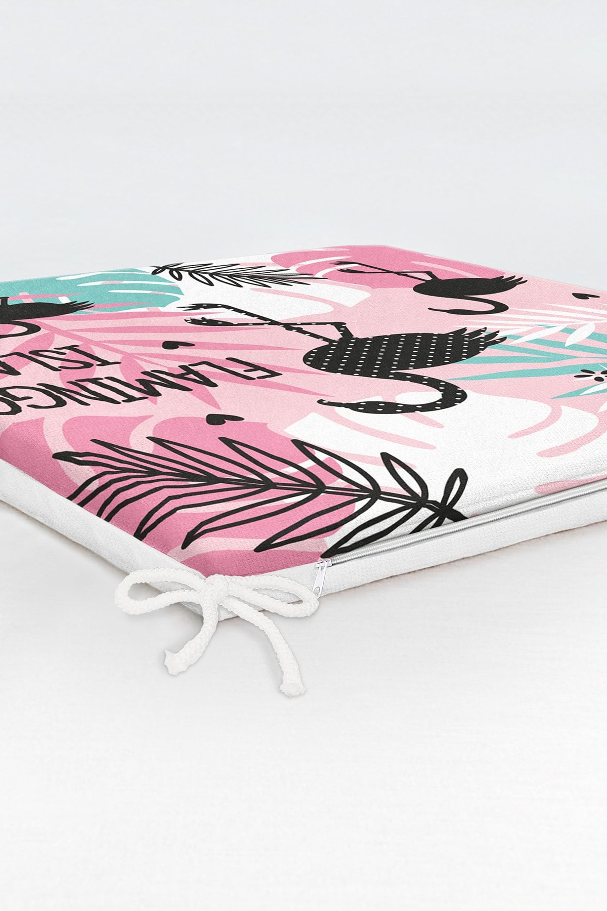 Realhomes-Flamingo Patterned Digital Printed Zippered Chair Cushion 6