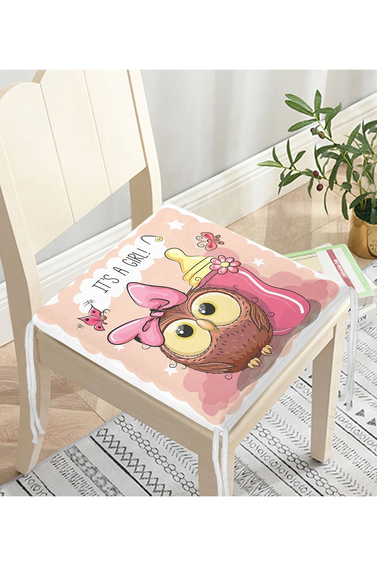Realhomes-Cute Owl Digital Printed Zippered Chair Cushion 3