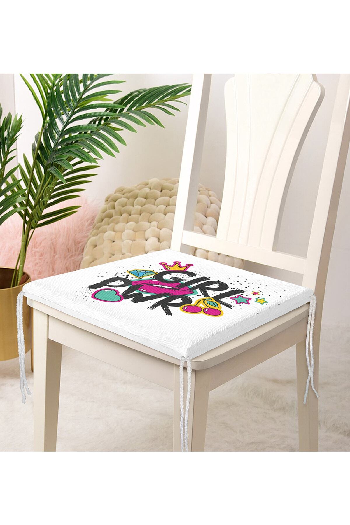 Realhomes-Lip Digital Printed Girl Power Zippered Chair Cushion 4