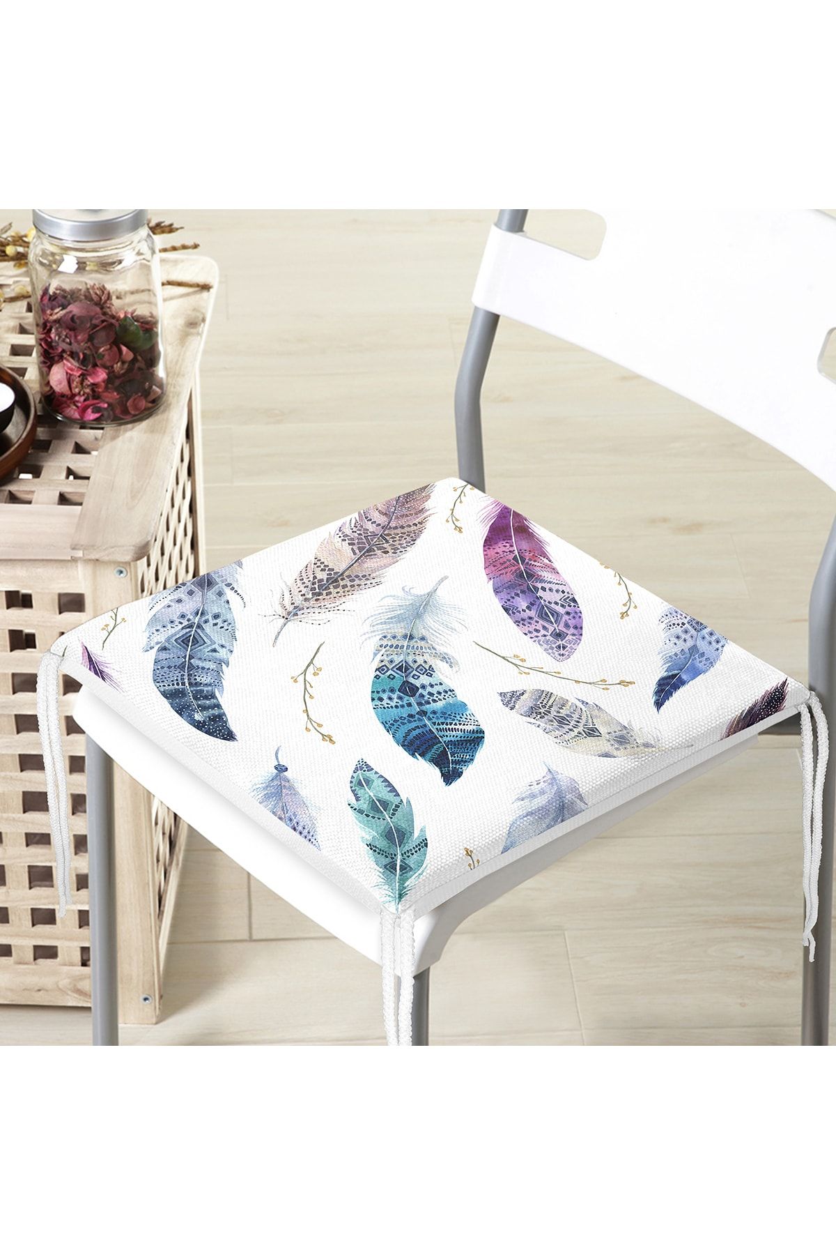 Realhomes-Colorful Feather Figured Digital Printed Zippered Chair Cushion 4