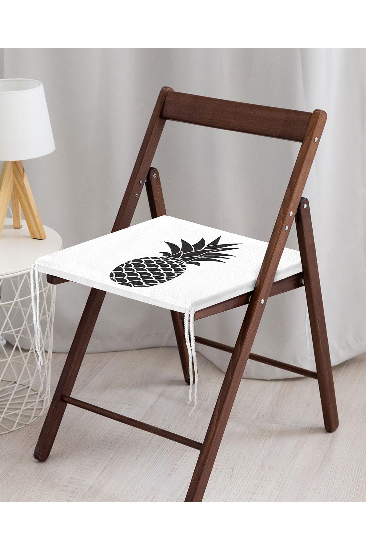 Realhomes-Black and White Pineapple Digital Printed Zippered Chair Cushion 3