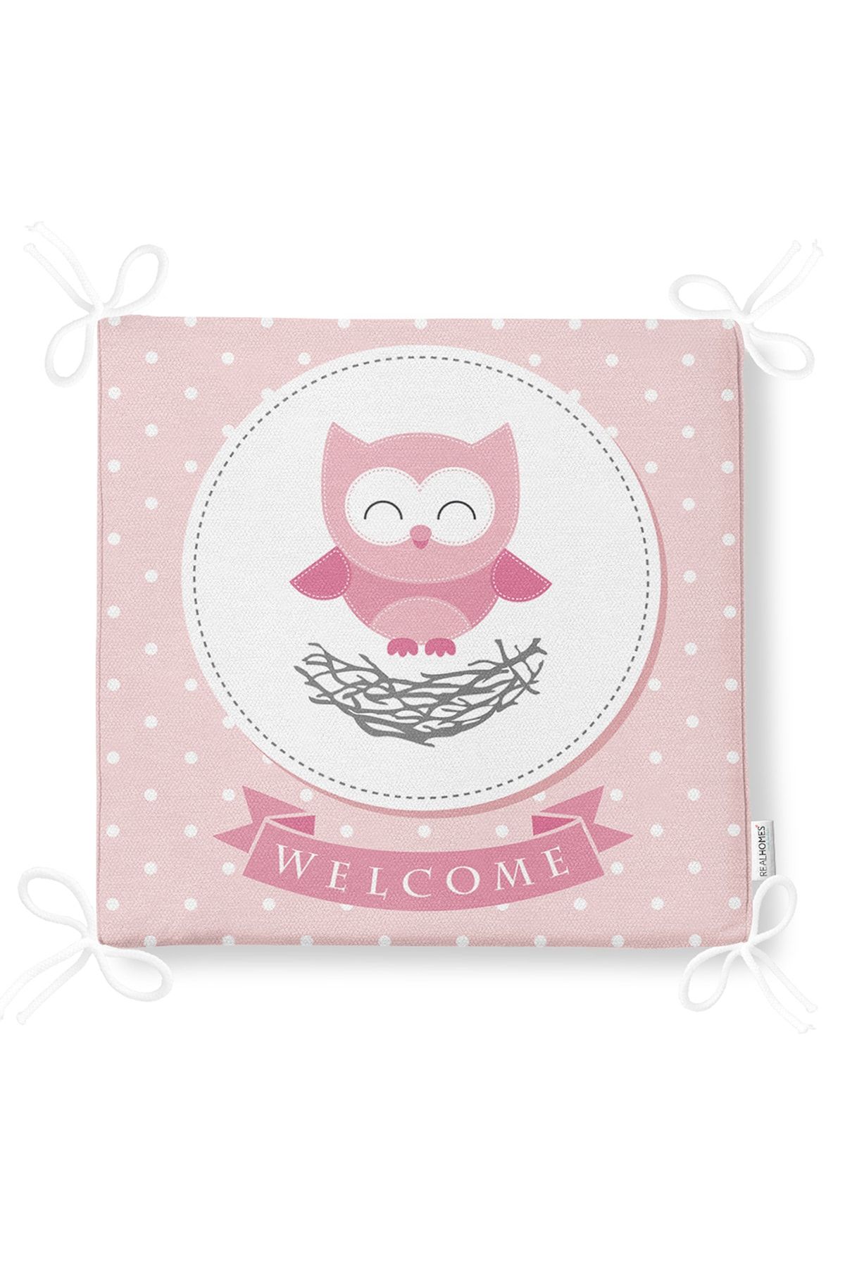 Realhomes-Cute Owl Digital Printed Zippered Chair Cushion 5