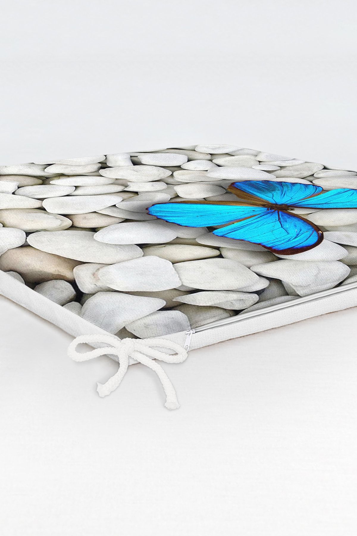 Realhomes-Specially Designed Digital Printed Zippered Chair Cushion with Butterfly Pattern on Stoned Floor 6