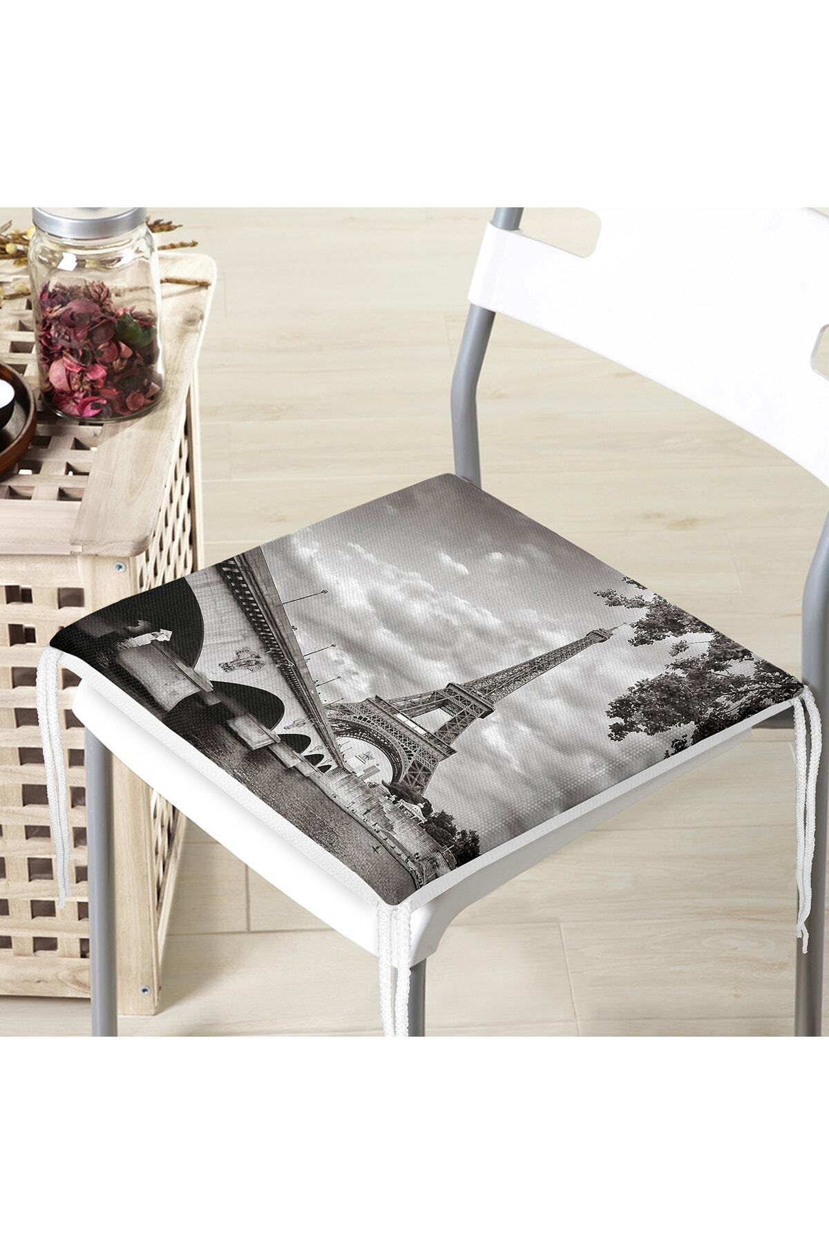 Realhomes-Eiffel Tower Digital Printed Zippered Chair Cushion 4
