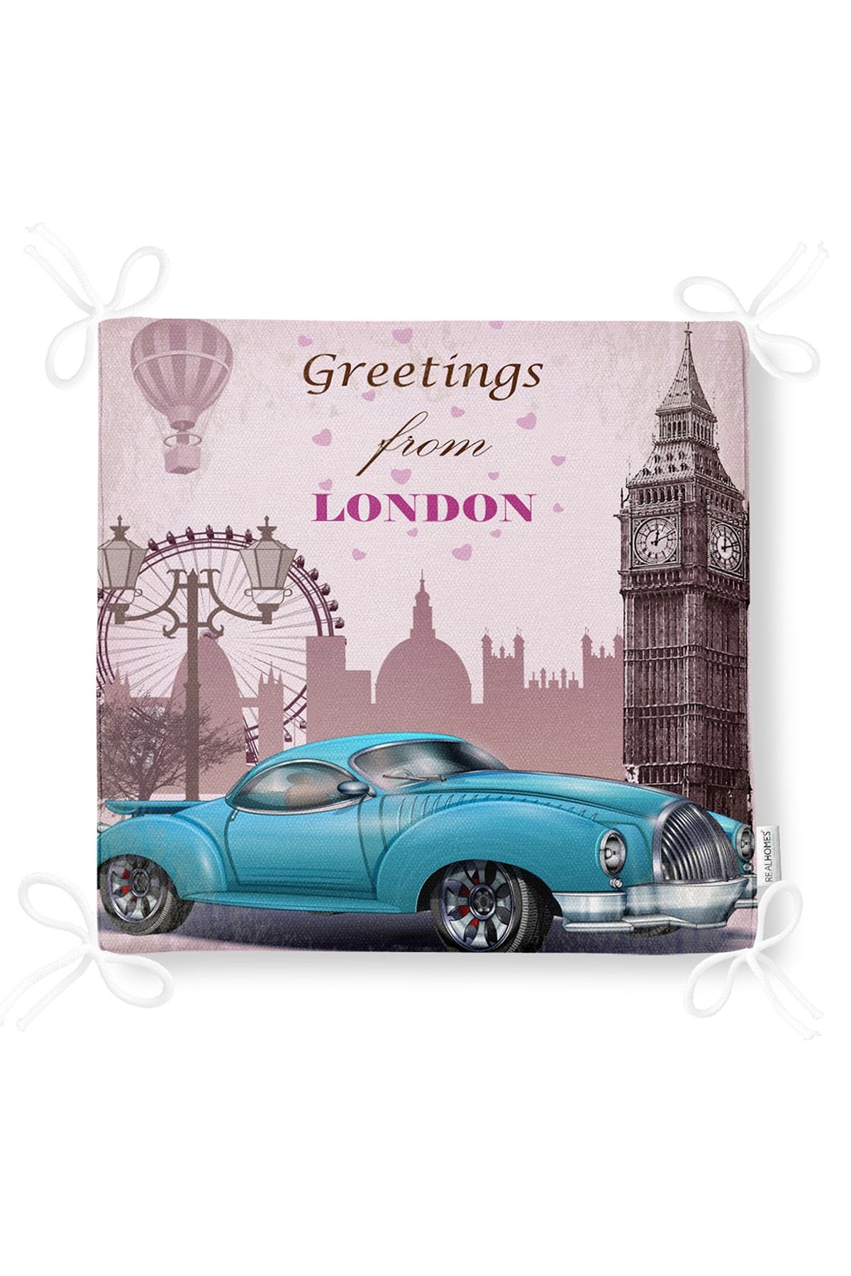 Realhomes-London Car Digital Printed Zippered Chair Cushion 5
