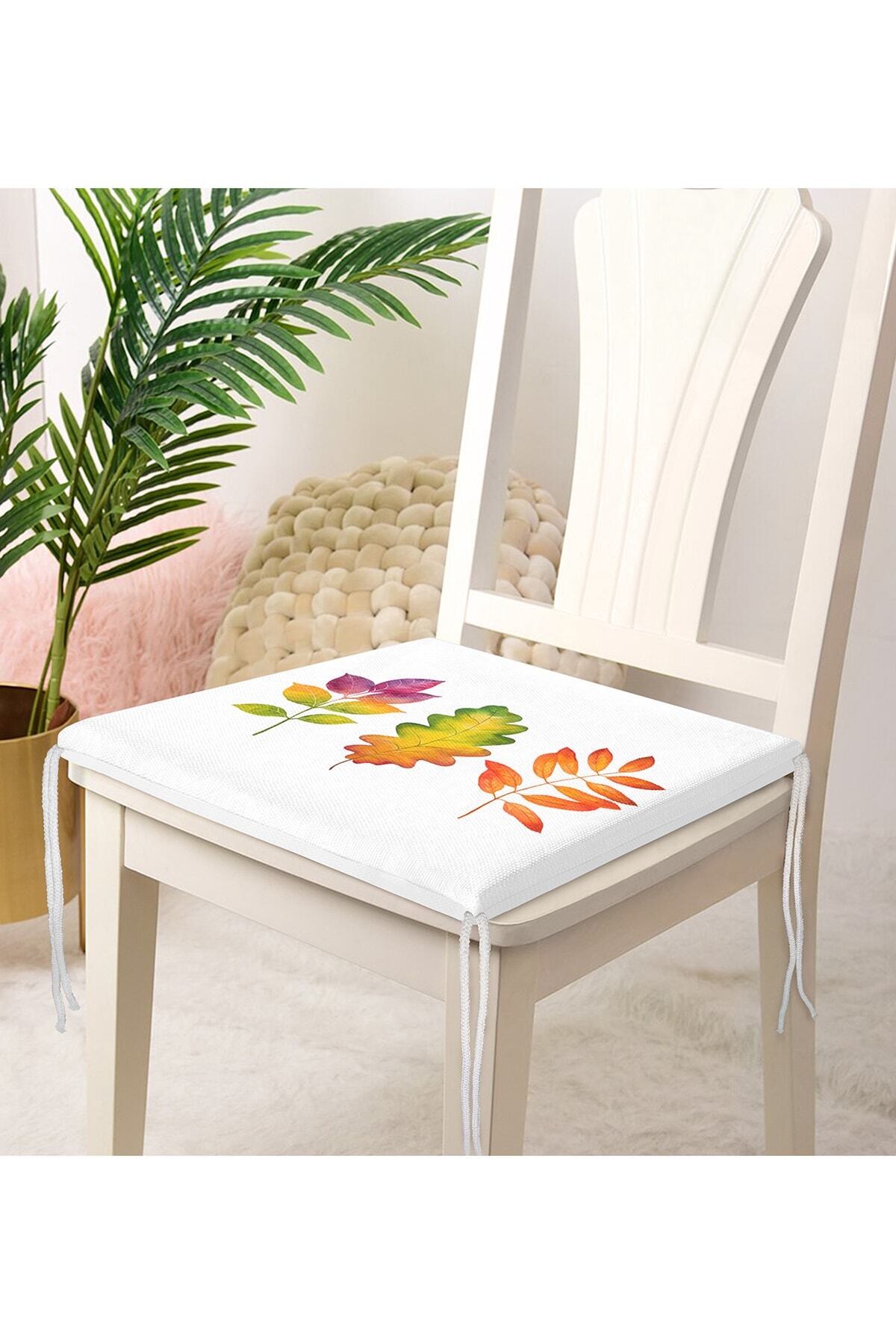 Realhomes-Modern Colorful Leaf Patterned Digital Printed Zippered Chair Cushion 4