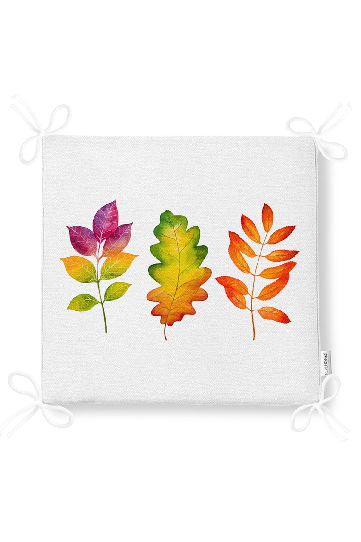 Realhomes-Modern Colorful Leaf Patterned Digital Printed Zippered Chair Cushion 5