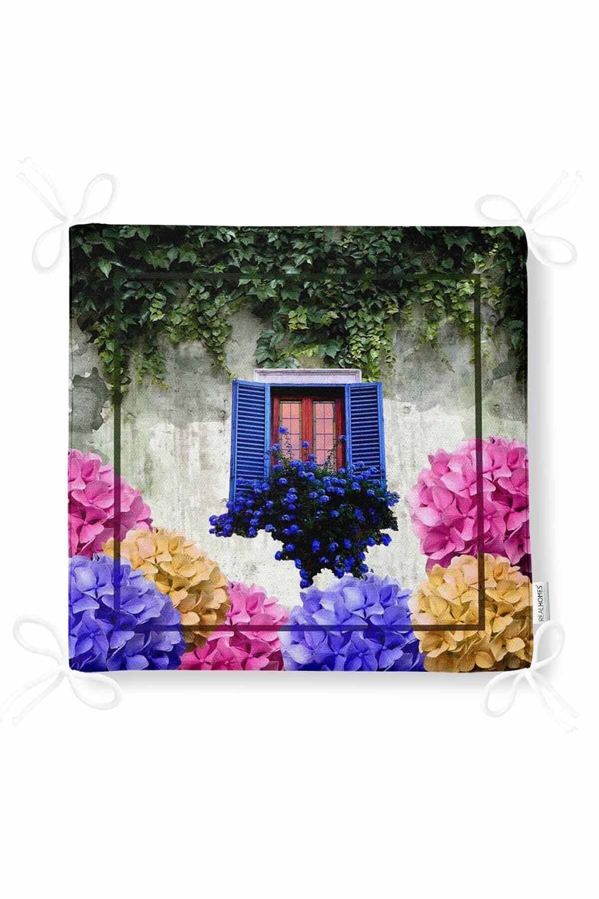 Realhomes-Flower Window Digital Printed Modern Zippered Chair Cushion 5