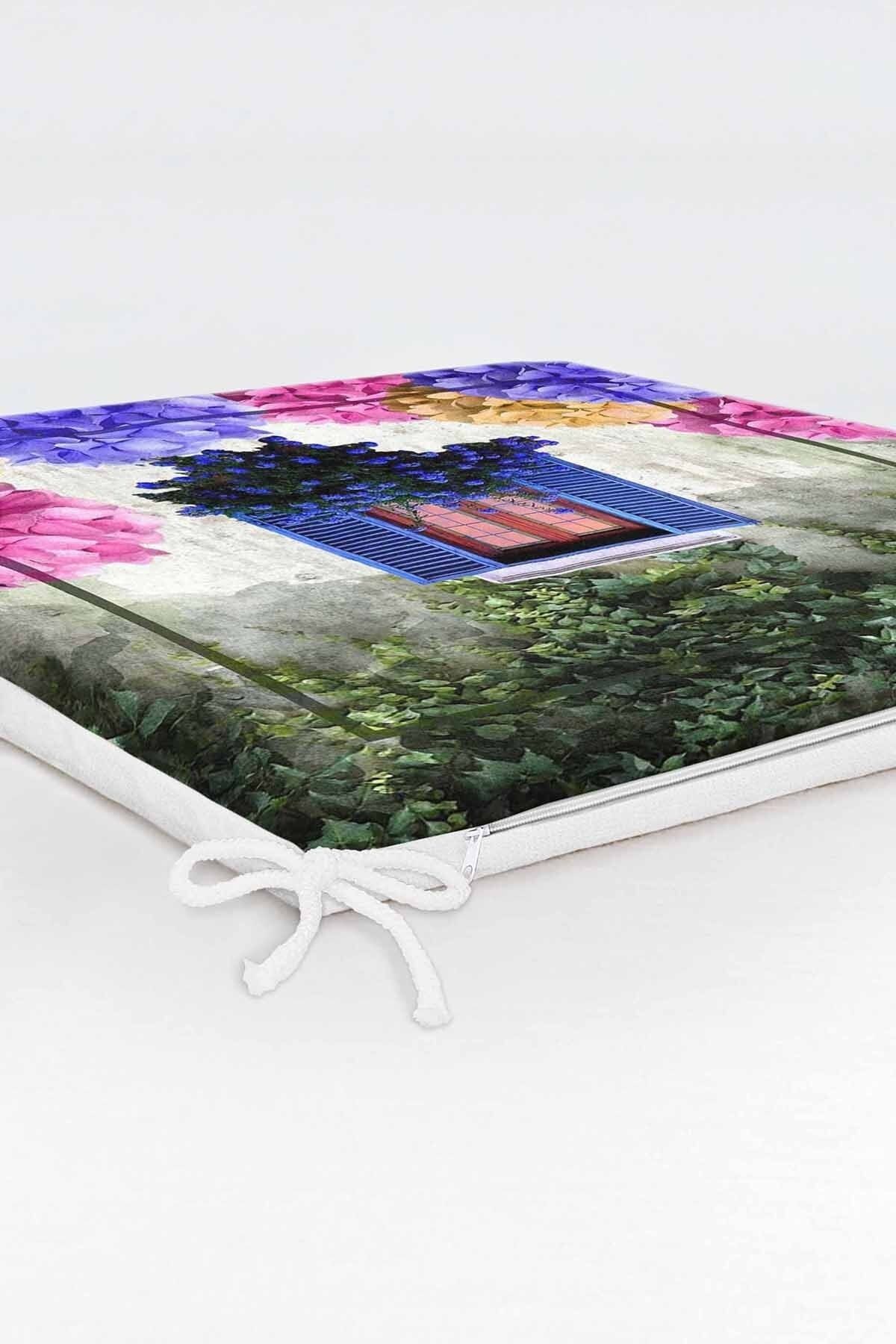 Realhomes-Flower Window Digital Printed Modern Zippered Chair Cushion 6