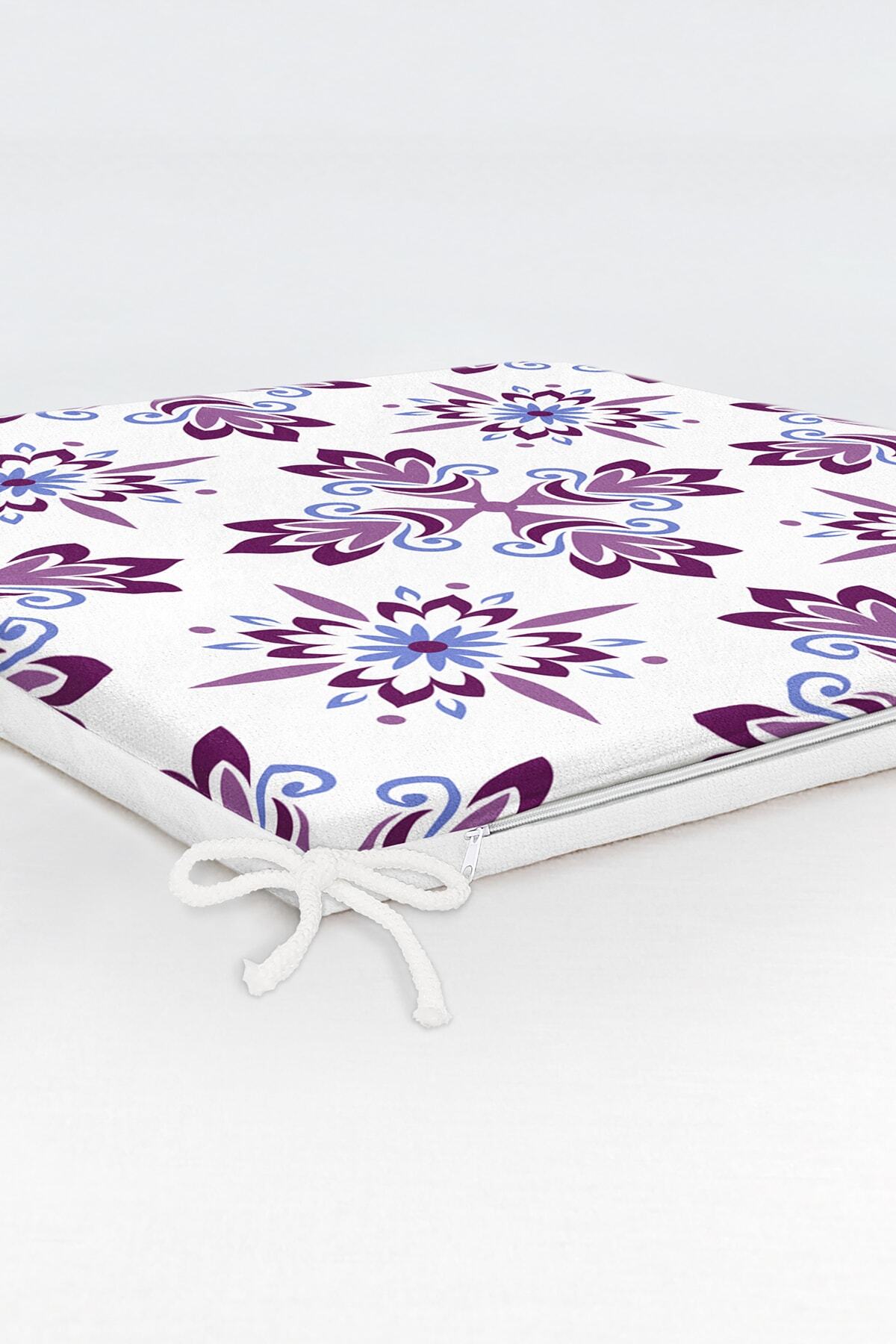 Realhomes-Colorful Flower Patterned Digital Printed Zippered Chair Cushion 6