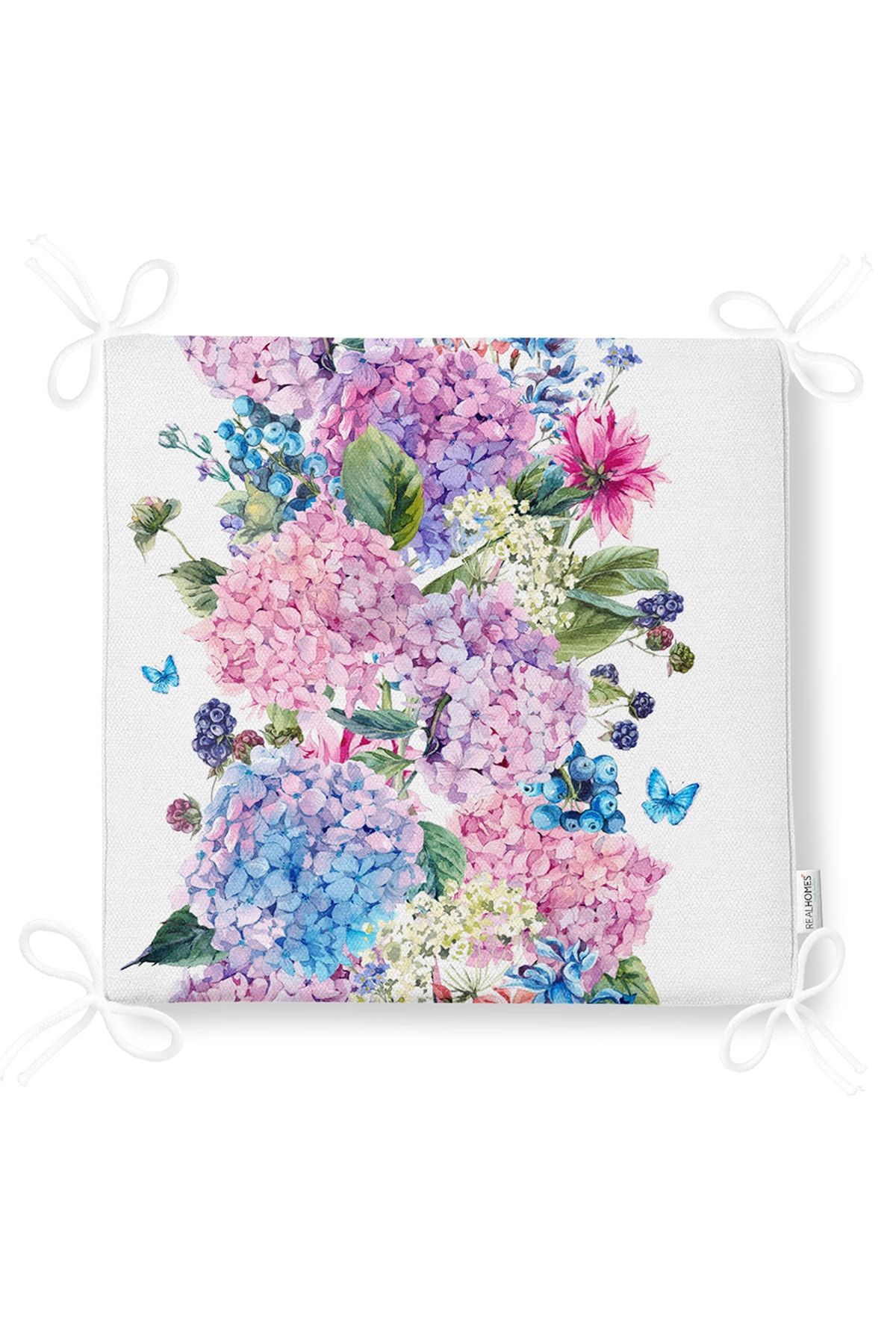 Realhomes-Lilac Color Cluster Lily Patterned Digital Printed Zippered Chair Cushion 5