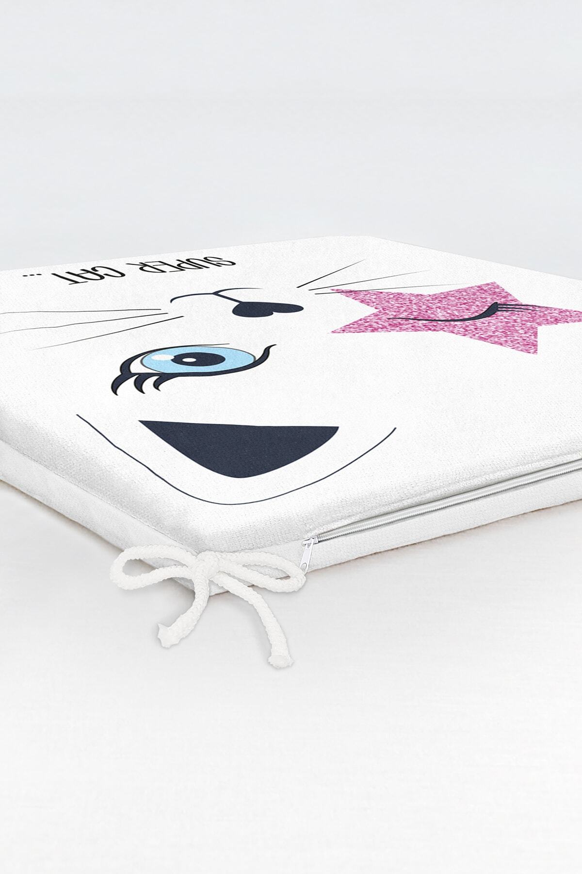Realhomes-Modern Digital Printed Zippered Chair Cushion with Super Cat Motif 6