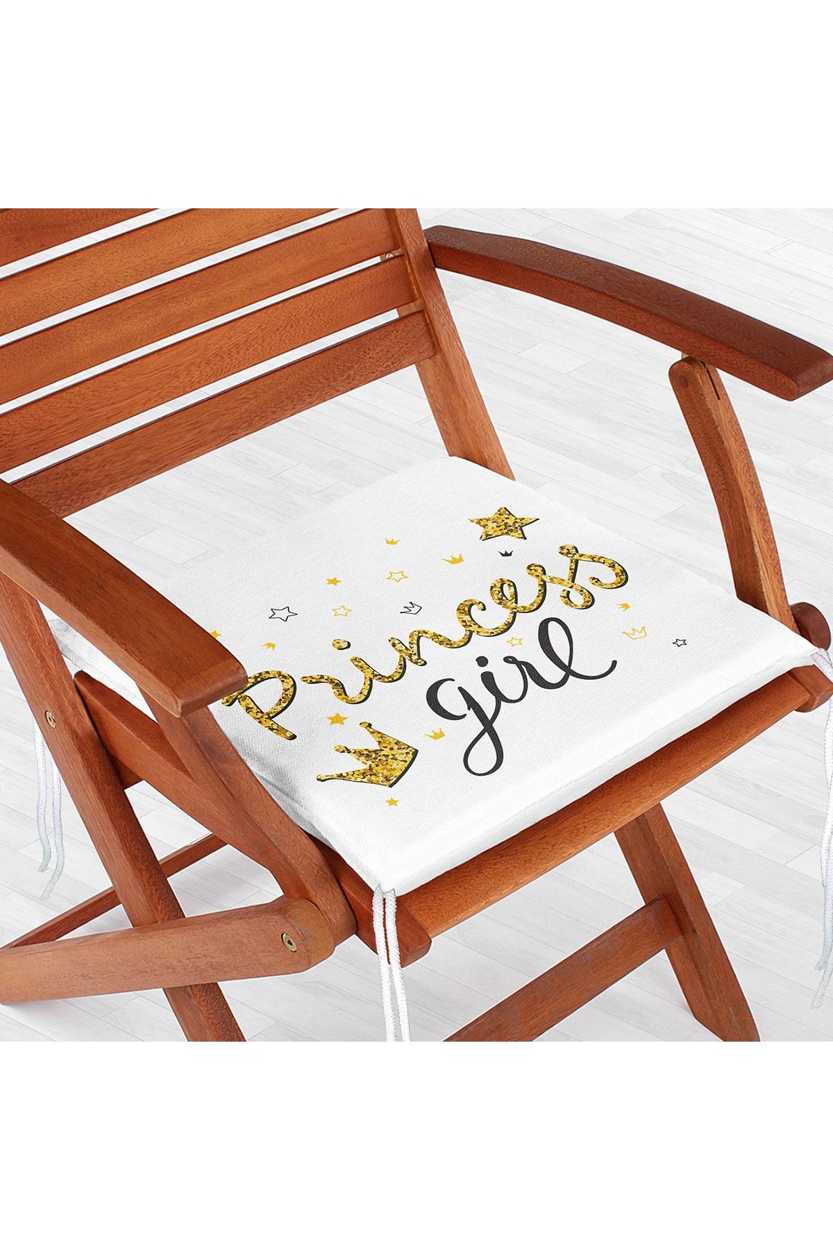 Realhomes-Princess Girl Text Patterned Digital Modern Zippered Chair Cushion 2