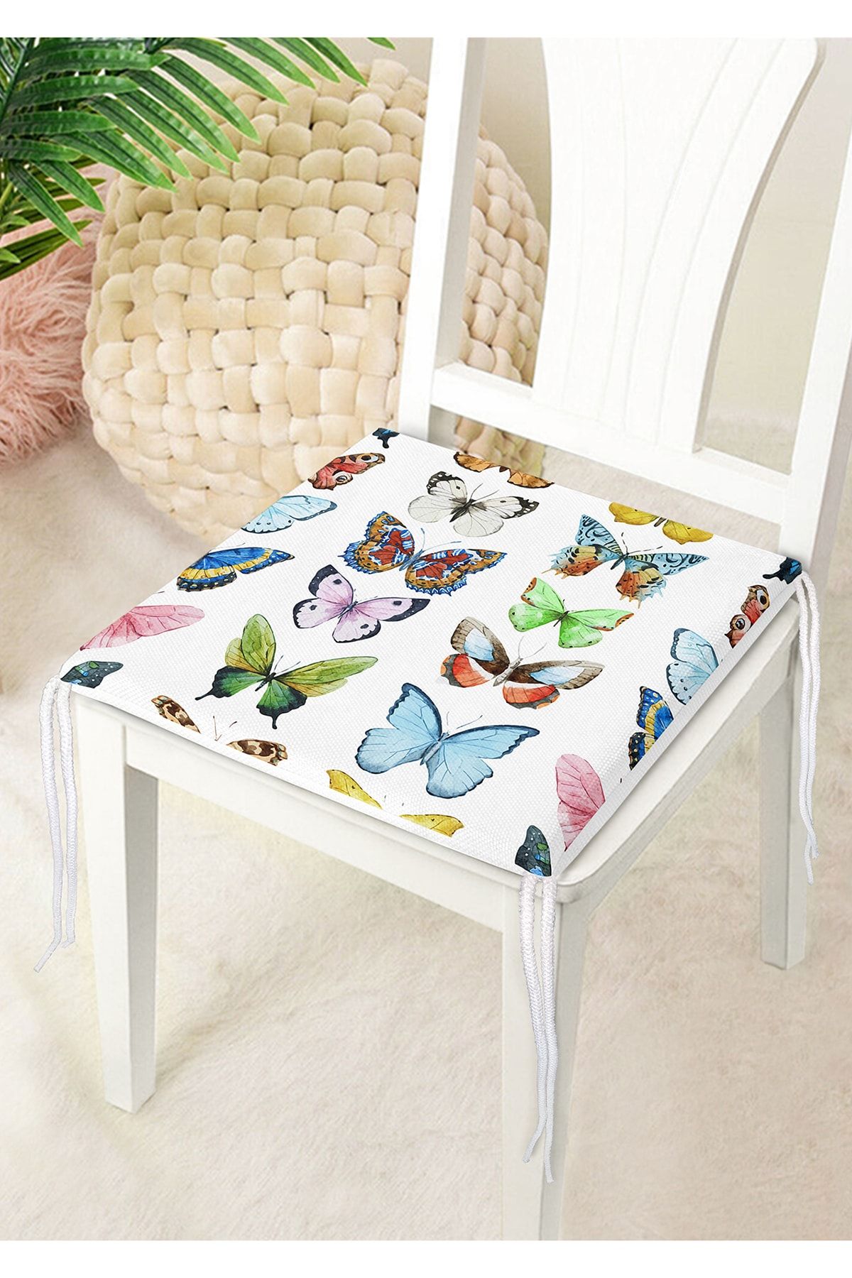 Realhomes-Digital Printed Modern Zippered Chair Cushion with Colorful Butterfly Picture 4