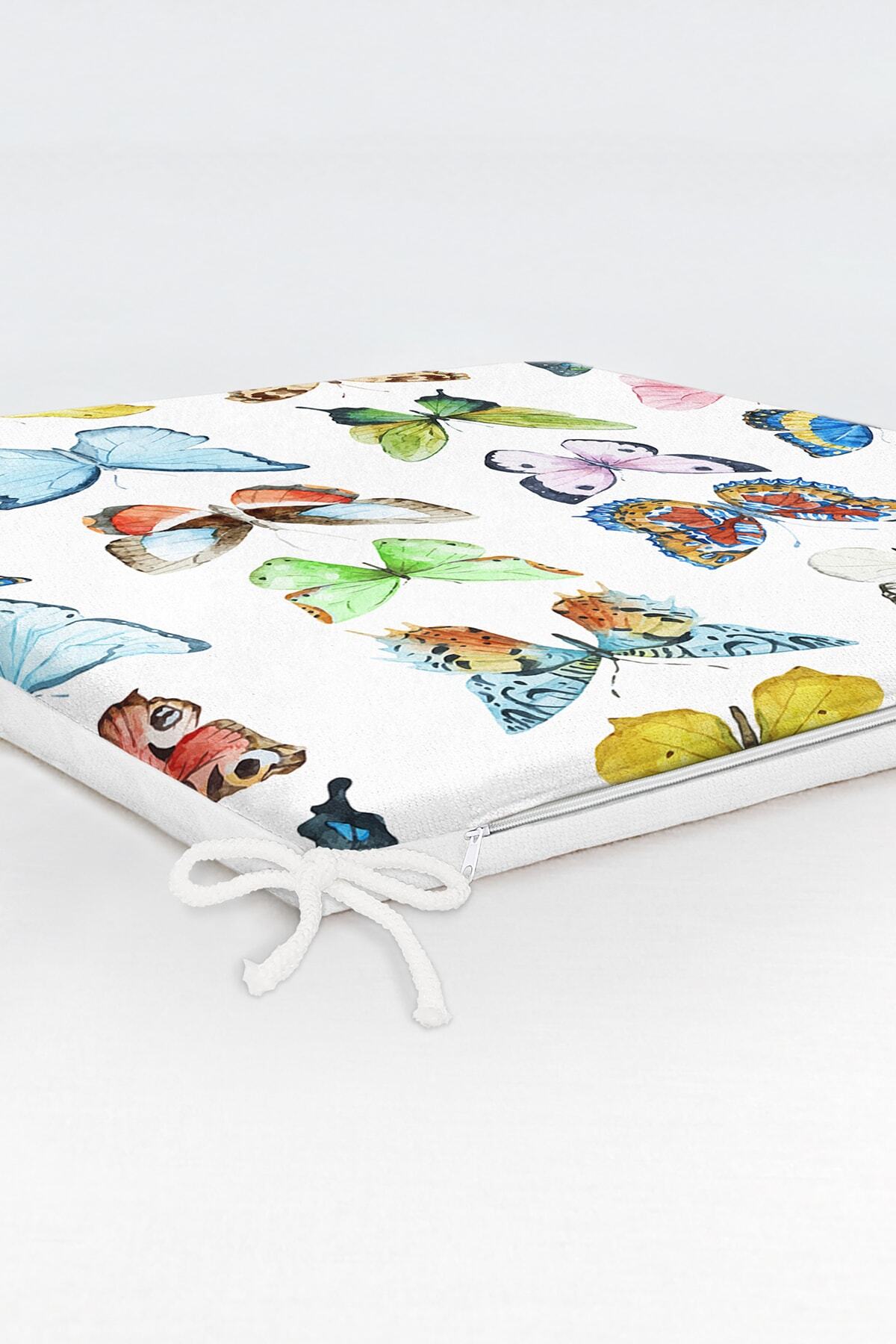 Realhomes-Digital Printed Modern Zippered Chair Cushion with Colorful Butterfly Picture 6