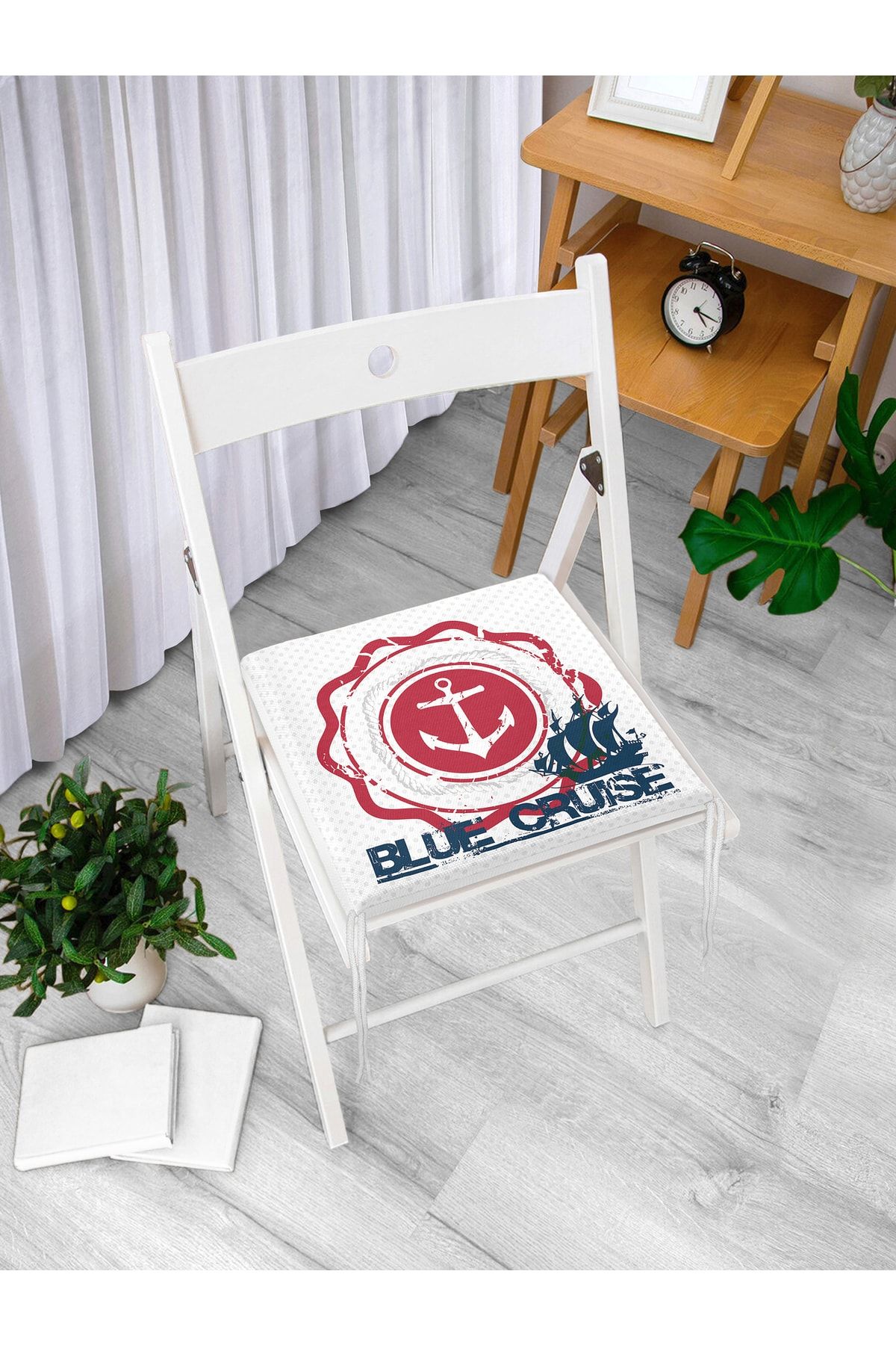 Realhomes-Anchor Pattern Digital Printed Zippered Chair Cushion 3