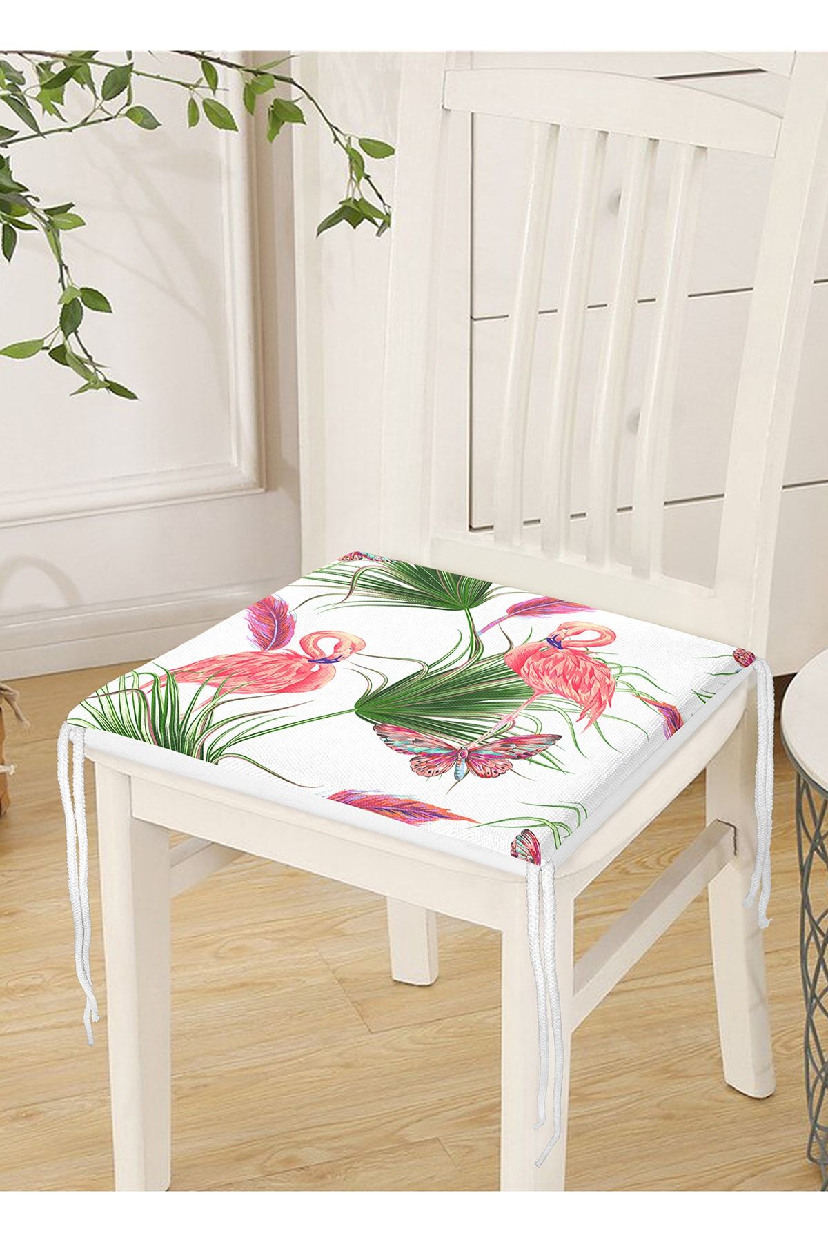 Realhomes-Flamingo Pattern Digital Printed Modern Zippered Chair Cushion 3