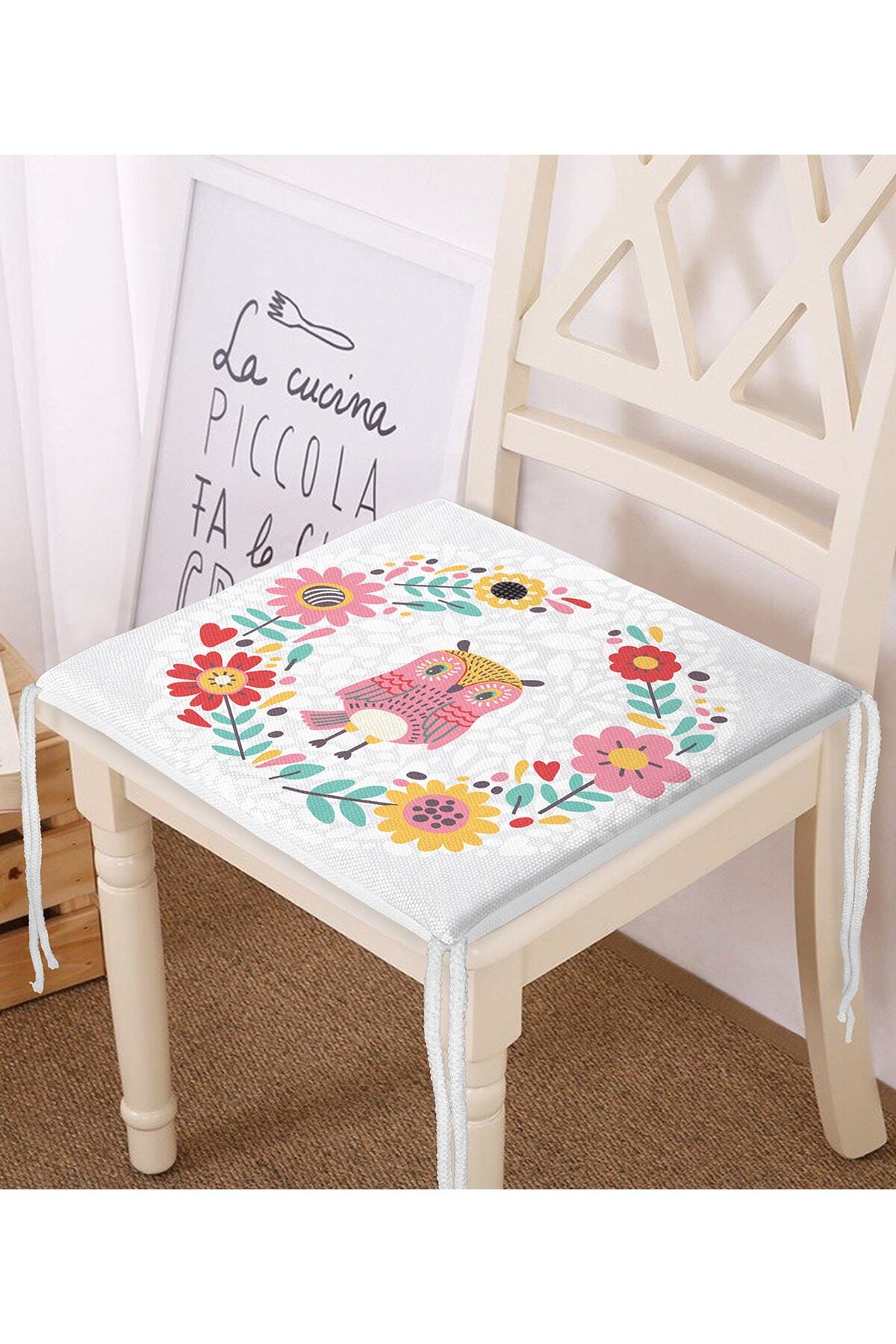Realhomes-Digital Printed Zippered Chair Cushion with Owl Picture 1