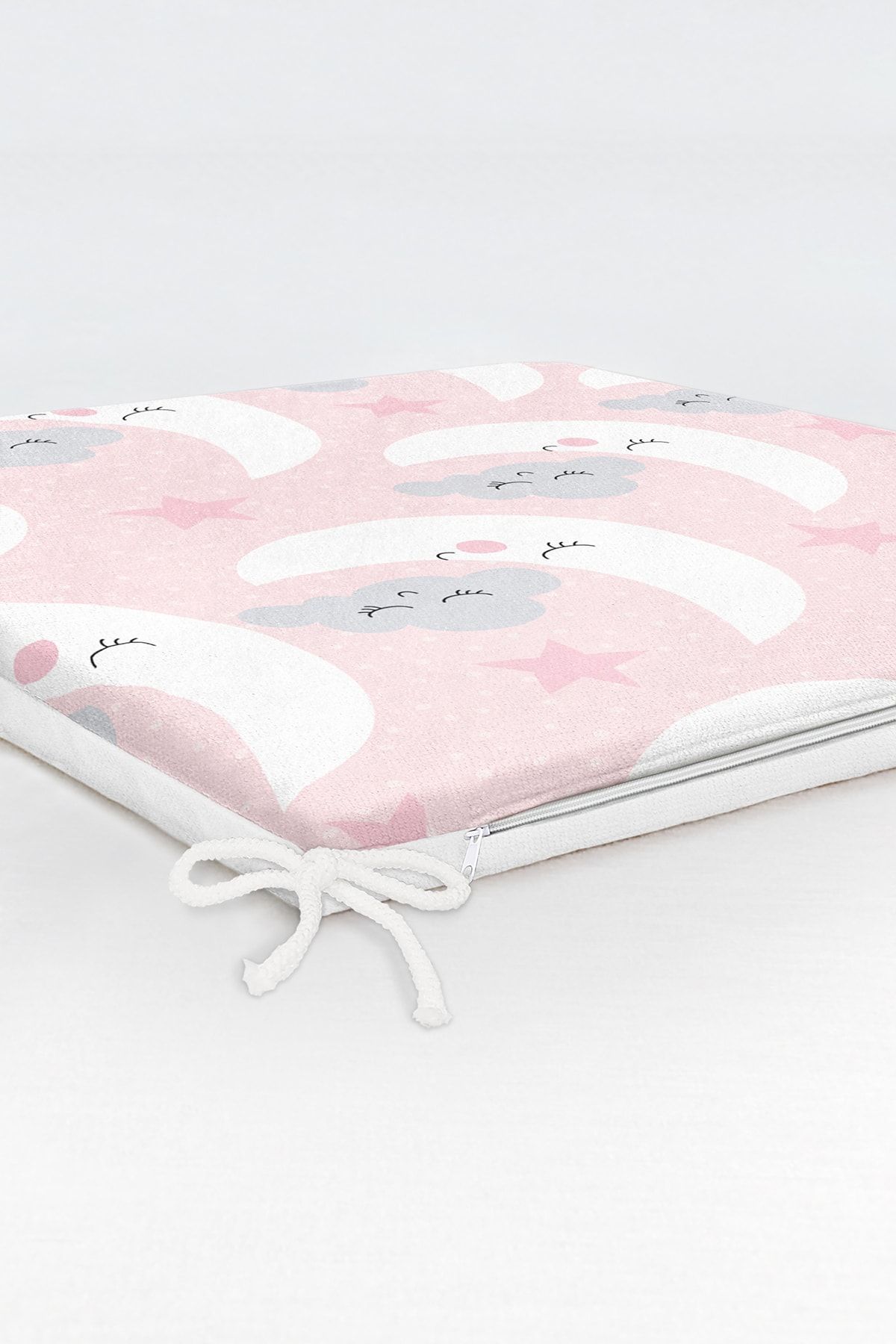 Realhomes-Digital Printed Special Design Modern Zippered Chair Cushion with Moon Figure on Pink Background 6