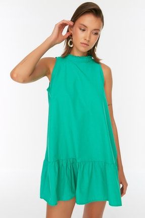 Yeşil Petite Dik Yakalı Elbise TWOSS22EL00139