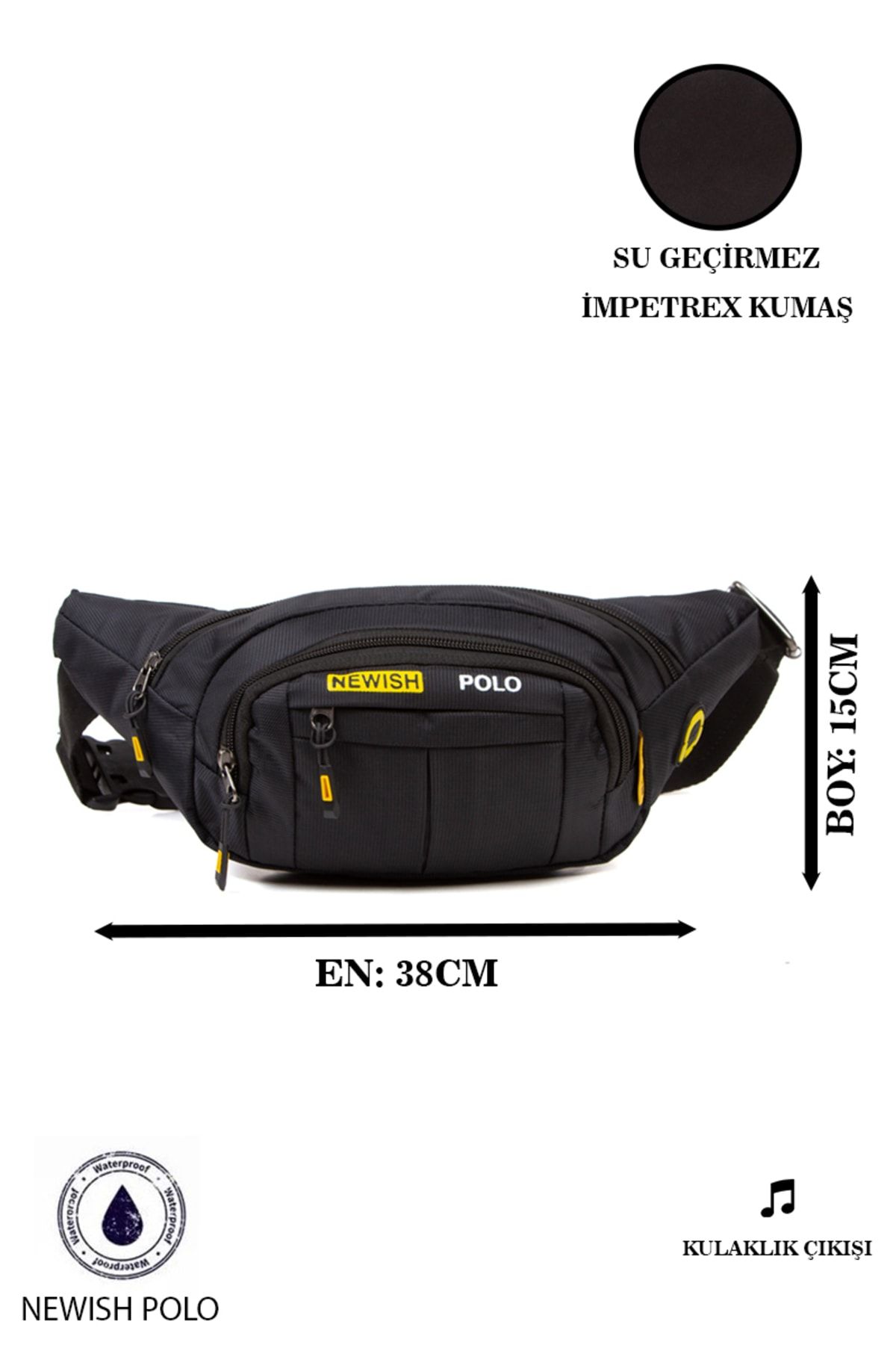 Unisex Impertex Kumaş Usb Çıkışlı Su Geçirmez Omuz Ve Bel Çantası Çapraz Askılı