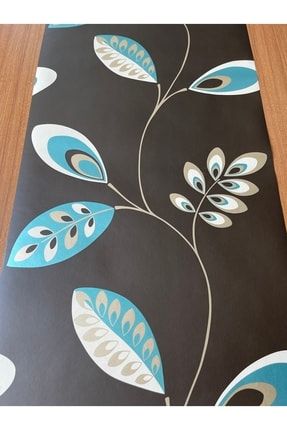 Kahverengi Zemin Üzeri Mavi Çiçek Ithal Duvar Kağıdı (5m²) 96872