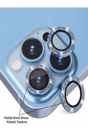 Iphone 13 Pro/13 Pro Max Uyumlu Yıldız Işığı Seri 9h Kamera Koruyucu Yıldız Sierra Mavi 3'lü Set HYPRA000072