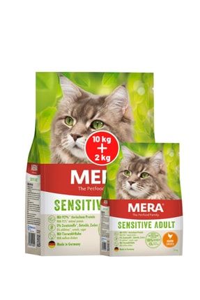 Sensitive Taze Tavuk Etli Tahılsız Kısır Ve/veya Hassas Yetişkin Kedi Maması 10 kg + 2 kg / 12 kg MRSENSCHC12KG