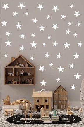 Beyaz Yıldız Duvar Çocuk Odası Sticker Dekorasyon 3-4-5 Cm 100 Adet DH201524