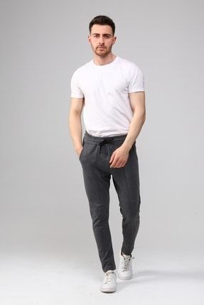 Antrasit Pantolon Görünümlü Slim Fit Eşofman Altı FS335