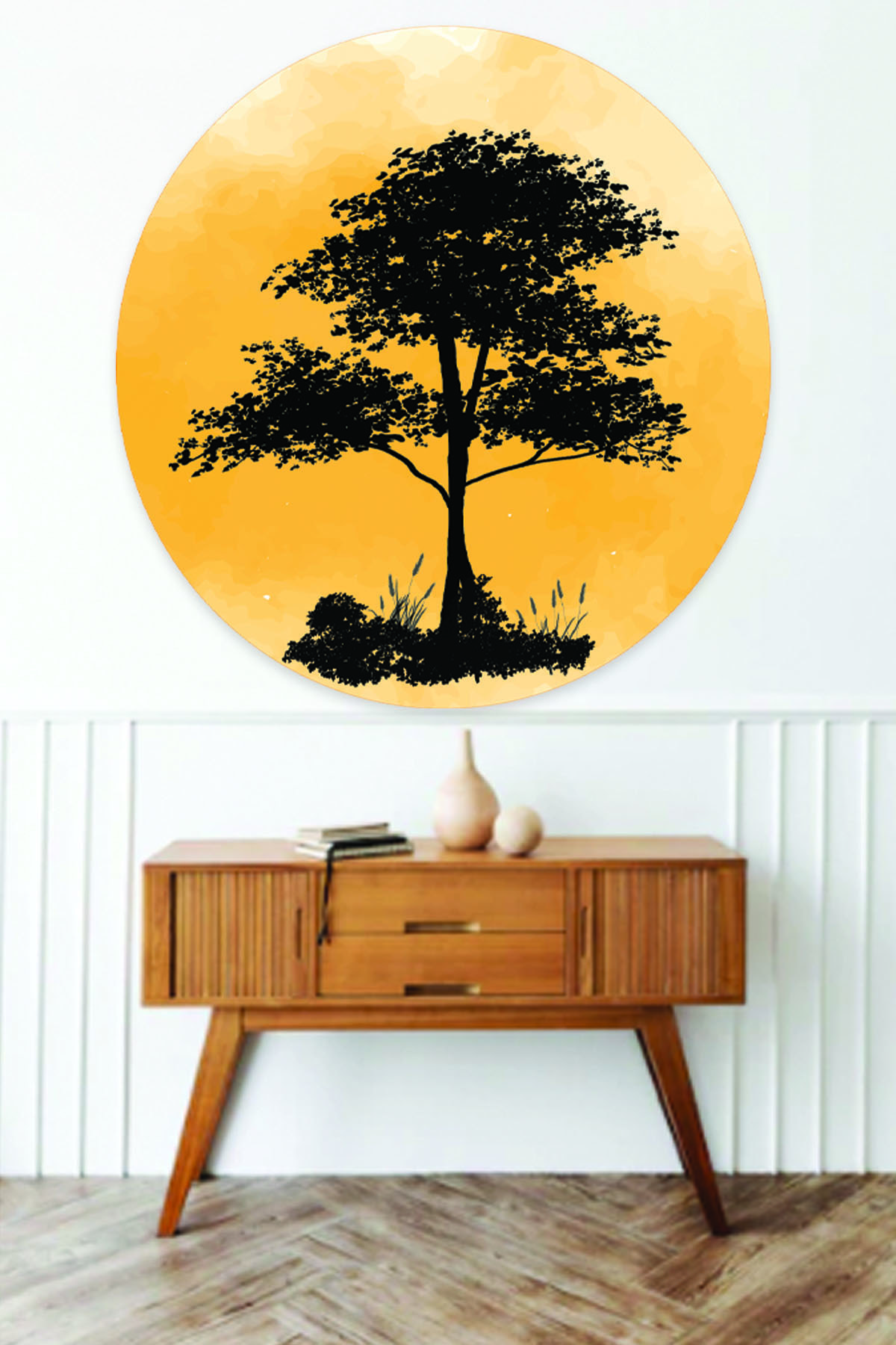 Günbatımı Ağaç Manzara Sticker 95x90 Cm