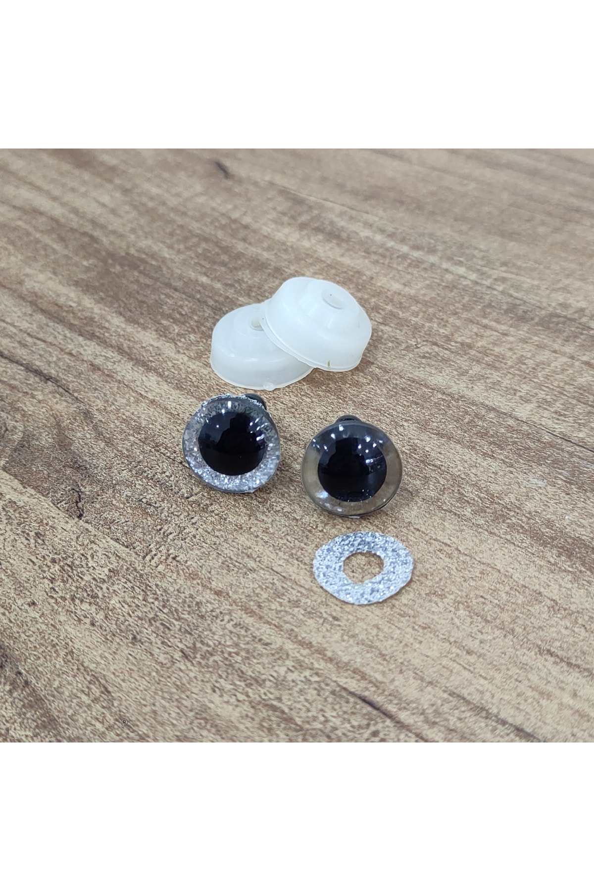 Amigurumi 12 Mm Screw Color Glitter Eye - Silver - 10 (5 Pairs) Locked Eyes