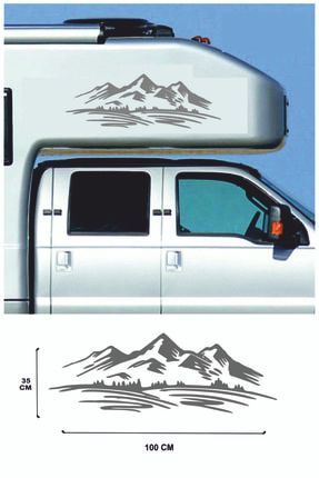 100x28cm Ağaç Dağ Araba Dekor Orman Sticker - Off Road - Karavan - Oto Sticker - offroad