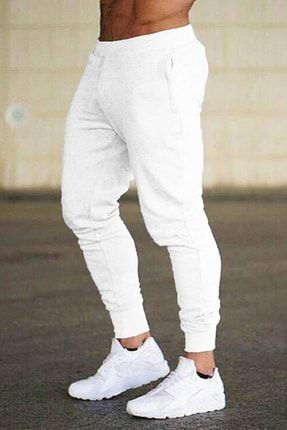 Erkek Şalvar Model Pantalon Jogger Beyaz Eşofman Altı Mevsimlik Kumaş 5108 150 SLVEESFALTSN