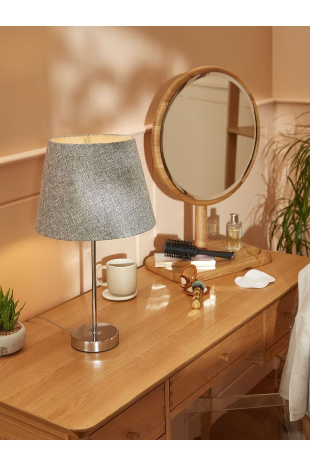 Chrome Plated Grey Hat Modern Metal Lampshade Night Light