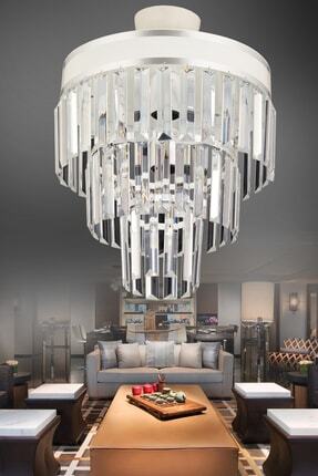 KUZEY AYDINLATMA Çağla 4 Lü Beyaza Krom Yaldızlı 30 Luk Modern Avize