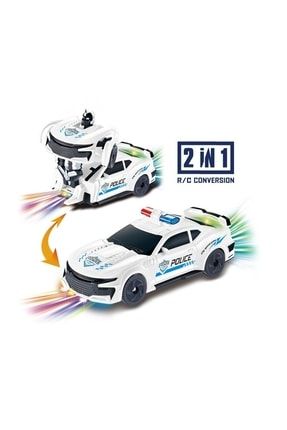 Robota Dönüşen Polis Arabası Işıklı Sesli Robot Araba 18 cm HT902