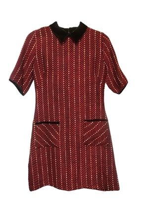 Kadın Kırmızı Kısa Kol Elbise Butika457