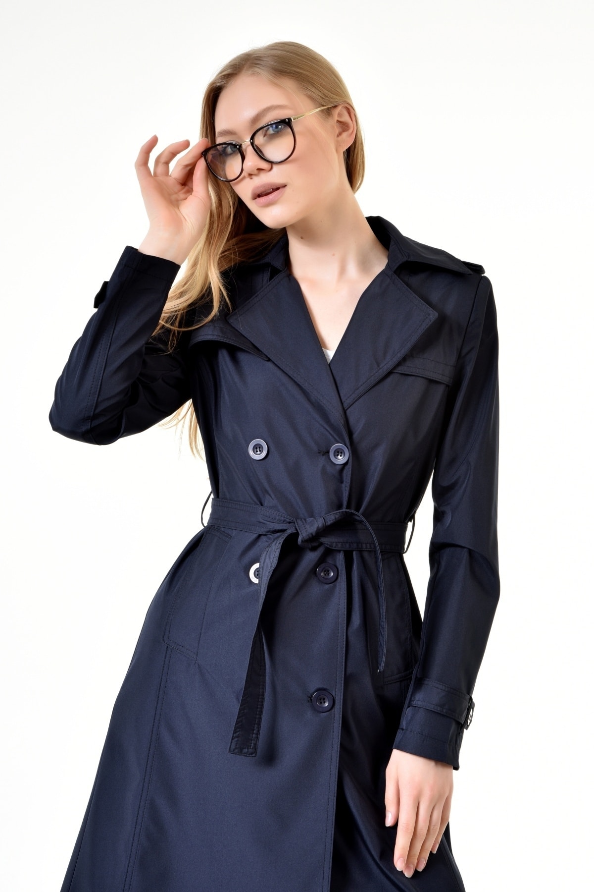 discount 76% Zara Long coat WOMEN FASHION Coats Knitted Navy Blue L 
