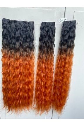 Siyah Bakır Ombreli Afro Dalgalı Uzun Yarım Ay Saç – 3 Parça Çıt Çıt 80cm 270 gr Vıp Serı M-PL-015-232-1