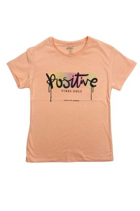 Almi Positive Kız Çocuk Kısa Kollu Yazlık Tshirt Yavruağzı 7-8-9-10-11 Yaş P1855 20357827500455